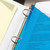 Close-up of translucent poly slash pocket file jacket inserted into three ring binder