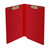 Deep red end tab fastener file folder open interior showing two fasteners positions 1 and 3
