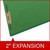 Moss green pressboard end tab file folder showing 2 inch expansion gusset and fastener detail