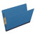 Royal blue pressboard fastener folder angled open view showing expansion and document capacity
