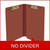 Red end tab pressboard classification folder open interior view showing no divider with 2 inch bonded fasteners