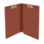 Red legal size end tab pressboard folder with two bonded fasteners inside front and back panels