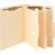 Manila Smead classification file folder open to show 2 dividers, 6 filing surfaces, and fasteners inside