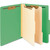 Smead Green letter-size classification folder with two manila dividers, top tab, and fasteners on all filing surfaces shown open against a white background.
