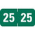 Dark Green 25 year label with white numbers in a wraparound center-slit design for file folder tabs