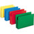 Set of four Smead legal size poly file pockets in assorted colors including yellow, blue, red, and green