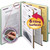 Open gray-green pressboard classification folder with two dividers, SafeSHIELD fasteners, and 6 filing surfaces