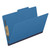 Angled view of royal blue legal size top tab pressboard classification folder with bonded fastener and 2 inch expansion