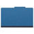 Front view of royal blue legal size top tab pressboard classification folder with dark blue Tyvek expansion