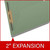 Close-up side view of green pressboard top tab classification folder showing 2 inch expansion and bonded fastener