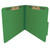 Angled view of moss green pressboard top tab classification folder with bonded fastener and 2 inch expansion