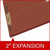 Close-up side view of red legal size top tab classification folder showing 2 inch expansion and bonded fastener