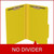 Yellow legal size top tab classification folder opened to show interior with two bonded fasteners and no divider