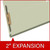 Close-up side view of gray-green legal size top tab classification folder showing 2 inch expansion and bonded fastener