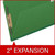 Close-up side view of green legal size top tab classification folder showing 2 inch expansion and bonded fastener