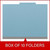 Front view of a blue letter size top tab classification folder with 3-inch gray Tyvek expansion, packaged 10 folders per box.