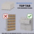 Grey top tab classification folders shown for drawer filing, with a shelf filing unit marked with a red X and a file drawer marked with a green check to show top tab folders are designed for drawers, not shelves.