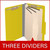 Open yellow legal size top tab classification folder with three manila dividers, 2-inch bonded fasteners on the covers, and 1-inch fasteners on each divider.