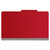 Front view of a deep red legal size top tab classification folder with 3-inch gray Tyvek reinforced expansion.