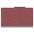 Front view of a dark red legal size top tab classification folder with 3-inch gray Tyvek reinforced expansion.