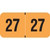 Fluorescent orange 2027 year label with bold black “27” printed on each side, used for file folder year identification.