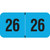 Fluorescent blue 2026 year label with bold black “26” printed on each side, used for file folder year identification.