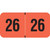 Fluorescent red 2026 year label with bold black “26” printed on each side, used for file folder year identification.