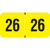 Fluorescent yellow 2026 year label with bold black “26” printed on each side, used for file folder year identification.