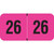 Fluorescent pink 2026 year label with bold black “26” printed on each side, used for file folder year identification.