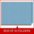 Blue end tab classification folder shown closed with gray reinforced expansion and callout noting box of 10 folders.