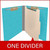 End Tab Classification Folders with 1 Divider, Letter Size, Light Blue, 18pt. Stock, 2" Expansion, One Divider