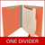 End Tab Classification Folders with 1 Divider, Letter Size, Orange, 18pt. Stock, 2" Expansion, One Divider