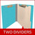 End Tab Classification Folders with 2 Dividers, Letter Size, Light Blue, 18pt. Stock, 2" Expansion, 10/Box, Two Dividers