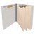 Gray end tab classification folder with three manila dividers and fasteners