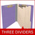 Purple end tab classification folder with three manila dividers and fasteners