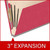 Red end tab classification folder showing 3 inch reinforced expansion