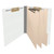 Open white end tab classification folder with three dividers and fasteners