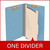 Blue legal-size 1-divider end tab classification folder with one manila divider