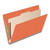 Open 18pt orange legal-size classification folder with one divider and multiple filing sections