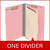 Pink legal-size 1-divider end tab classification folder with one manila divider