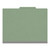 Closed green letter size pressboard top tab classification folder with 2 inch gray expansion