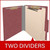Two-divider dark red top tab classification folder with fasteners and 3 filing sections