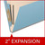 Close-up of blue classification folder showing 2 inch gray Tyvek expansion