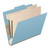 Close-up of fasteners inside blue 2-divider top tab classification folder