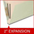 Close-up of gray/green top tab classification folder showing the 2-inch Tyvek expansion; graphic reads “2" Expansion.”