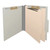 Gray 2-divider top tab classification folder shown open with manila dividers, metal fasteners, and expandable spine.