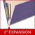 Close-up of purple top tab classification folder showing the 2-inch gray Tyvek expansion; graphic reads “2" Expansion.”