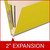 Close-up of yellow top tab classification folder showing the 2-inch lemon yellow Tyvek expansion; graphic reads “2" Expansion.”