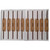 Reinforced brown self-adhesive file folder fasteners with 2-inch capacity mounted on 9-inch white adhesive strips