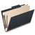 Black legal-size top tab classification folder with two dividers and expandable spine